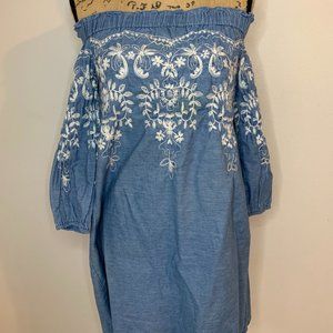 Blue strapless dress